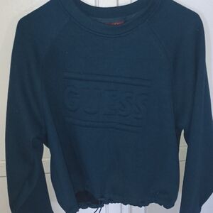 GUESS Embossed Teal Crewneck Sweatshirt